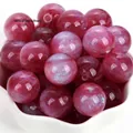 Perle rotonde in resina glitterata rosa effetto occhio di gatto per gioielli fai da te e braccialetti - Rosso Porpora Sirena