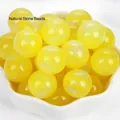 Perline tonde in resina gialla con glitter iridescenti per gioielli DIY - Giallo Sirena