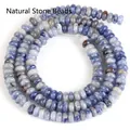 Hochwertige 2x4mm Natursteinperlen in Blau und Weiß für DIY-Schmuckherstellung - ca. 160 Perlen/Strang / Blauer Punkt Jaspis