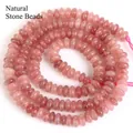 Rosa Naturstein 2x4mm Abakus-Abstandshalter für die DIY-Schmuckherstellung und Bastelzubehör - 2x4mm Abakusperlen (ca. 160 Perlen/Strang) / Erdbeerquarz