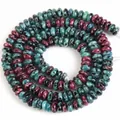 Mischfarbene Naturstein 2x4mm Abakus-Perlen in Blaugrün und Rot für DIY-Schmuck - 2x4mm Abakusperlen (ca. 160 Perlen/Strang) / Bunter Dalmatinerstein