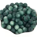 Perle tonde in resina occhio di gatto verde scuro con glitter fini per gioielli fai-da-te - Verde Occhio di Gatto Opaco