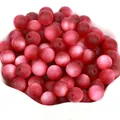 Perle tonde in resina occhio di gatto rosa scintillante con foro dritto per gioielli - Rosso Occhio di Gatto Opaco