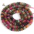 Natürliche bunte Turmalin Abakusperlen am Strang für DIY-Schmuckherstellung und Basteln - 2x4mm Abakusperlen (ca. 160 Perlen/Strang) / Bunter Turmalin-Jade