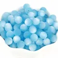 Perle rotonde in resina occhio di gatto azzurro opaco con fori dritti per gioielli DIY - Blu Lago Occhio di Gatto Opaco