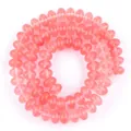 Rosa lichtdurchlässige Naturstein-Abakusperlen für DIY-Schmuckherstellungsprojekte - 2x4mm Abakusperlen (ca. 160 Perlen/Strang) / Wassermelonenrot