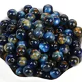 Perline di resina occhio di gatto blu luccicante per gioielli fai da te e bracciali - Salice Blu Reale e Giallo