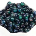 Perle in resina verde acqua con glitter galassia ed effetto occhio di gatto per bijoux - Salice Verde Scuro e Blu