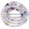 4mm natural rainbow fluorite beads, approx 98 pcs per strand for DIY jewelry - Faceted Rondelle
