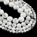 Detailed view of faceted natural white turquoise beads with grey veining for DIY - Faceted Natural Style / 4mm