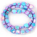 Detail of 5-10mm square magnesite beads in turquoise and purple for DIY jewelry making - 10mm (Approx 40 Pieces) / Purple Lake Blue
