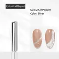 Nahaufnahme eines zylindrischen Nagelkuns-Magneten mit silbernem Finish und Maßen - Großer Zylindrischer Magnet
