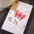 Red icy transparent 3D cherry nail art charms for a cute summer manicure decoration pack - Mini Leaf / 20 Pieces/Pack