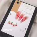 3D translucent red cherry nail art charms with green leaves, 20pcs set for cute manicure - Small Leaf / 20 Pieces/Pack