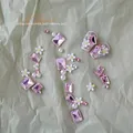 Nageldecoratieset met roze rechthoekige strass-steentjes en witte madeliefjes - Roze Madeliefje Materiaal Kit