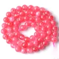 Leuchtend rosa runde Aquamarin-Natursteinperlen für DIY-Schmuck. - 6mm / Dunkler Rhodochrosit