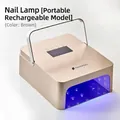 Portable rechargeable coffee gold LED UV nail lamp for professional salon use with handle - Rechargeable Portable Model / Brown