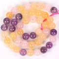 Hochwertige Naturstein-Rundperlen in Violett Gelb und Rosa für DIY-Schmuckherstellung - 6mm / Super Seven Topas