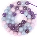 Natürliche Steinperlen in Lila, Blau und Rosa für DIY-Schmuckherstellung. - 6mm / Super Seven Lavendel-Jade