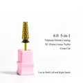 5-in-1 Titanium Coated Tapered Nail Drill Bit XC Extra Coarse for Gel Polish Removal - XC Extra Coarse Teeth