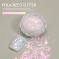 Iridescent pink mermaid nail glitter flakes in hexagonal shapes for art, SKU SP3321. - Hexagon Mixed (SP-3321)