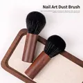 Premium nail art dust brush with walnut wood handle and ultra dense black bristles - 1 Piece/Pack / Black Brush with Wood Handle