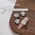 Luxury long octagon zircon nail art charms with pearls for sparkling DIY manicure - Long Octagon Style (0646) / 1 Piece (9.5*10mm)