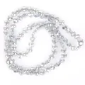 Detail macro view of 6mm light blue faceted glass clover beads for DIY jewelry making. - Four-Leaf Flower Shape / One Strand (6mm) / Gray