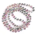 Detail view of 6mm faceted iridescent glass flower beads for DIY jewelry making projects - Four-Leaf Flower Shape / One Strand (6mm) / Heather Grey