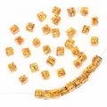 Amber yellow 10x11mm square glass beads with silver foil for DIY jewelry making crafts - Golden Silver Foil Cube / 10 Pieces/Pack (10x11mm) / Amber