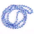 Nahaufnahme von 6 mm blau geschliffenen Glaskristallperlen in Blumenform für DIY-Schmuck - Vierblättrige Blumenform / Ein Strang (6mm) / Dunkelblau