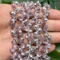 Cuentas de fresa facetadas lavanda de 6mm con revestimiento de plata para bisutería - Cristal de Fresa de Agujero Transversal / 6mm (Aprox. 88 Piezas) / Rosa Blanco