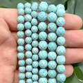 Macro detail of faceted natural light blue stone beads for DIY jewelry making - Natural Turquoise