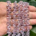 Cuentas de vidrio de fresa facetadas moradas de 6mm para accesorios de joyería DIY - Cristal de Fresa de Agujero Transversal / 6mm (Aprox. 88 Piezas) / Rosa Púrpura