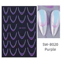 Detailed close-up of purple glitter gradient French tip nail stickers, model SW-B020 - sw-gold Purple (SW-B020) / Purple