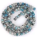 Nahaufnahme von 3x4mm facettierten blauen und grauen Natursteinperlen für DIY-Schmuck - 3x4mm (Ca. 105 Stück/Strang) / K2