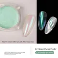 Aurora kattenoog nagelpoeder in tint 02 met iriserend chroom effect voor nagelkunst - 02# Mistgroen Aurora