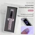 Rechargeable pink rhinestone handheld nail bar lamp for quick gel polish curing at home - Pink Rhinestone (JZ-07)