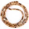Macro view of 4x2mm cylindrical map jasper natural stone beads for DIY jewelry - Jasper / 80-82 Pieces/Pack