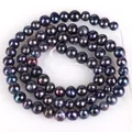 Strand of black near-round pearls with peacock luster for DIY jewelry making - 4-5mm (Approx 75-77 Pcs)
