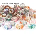 Close-up of colorful large-hole beads with speckled patterns for DIY jewelry making - Two-Tone Dots (#2) / 10 Pieces (14mm)