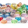 Macro view of colorful large-hole glass beads with silver cores for DIY charm bracelets. - Gold Wire (#4) / 10 Pieces (14mm)