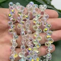 Cuentas de cristal fresa facetadas iridiscentes de 6mm para la creación de joyas - Cristal de Fresa de Agujero Transversal / 6mm (Aprox. 88 Piezas) / Nuevo AB Aurora