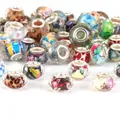 Close-up of mixed colorful large hole beads with faceted patterns for DIY jewelry making. - Cut Flower (#5) / 10 Pieces (14mm)