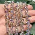 Cuentas de vidrio facetadas de 6mm con acabado AB para la creación de joyas DIY - Cristal de Fresa de Agujero Transversal / 6mm (Aprox. 88 Piezas) / Fucsia y Verde