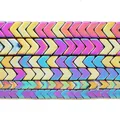 Vibrant rainbow electroplated hematite arrow-shaped loose beads for DIY jewelry craft - 4x2mm Approx 193 Pieces / Multicolor