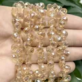 Cuentas de punta de fresa facetadas champán de 6mm para joyería DIY - Cristal de Fresa de Agujero Transversal / 6mm (Aprox. 88 Piezas) / Ámbar
