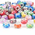 Detailed view of assorted colorful large-hole beads for DIY charm bracelet jewelry making - Stone Pattern (#13) / 10 Pieces (14mm)