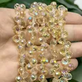 Cuentas de gota facetadas de 6mm en color champán irisado para la creación de joyas DIY - Cristal de Fresa de Agujero Transversal / 6mm (Aprox. 88 Piezas) / Amarillo Dorado