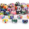Vibrant colorful mosaic pattern large hole beads for DIY charm bracelet jewelry making - Colorful Shell (#15) / 10 Pieces (14mm)